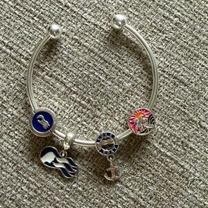Silver Bangle Charm Bracelet with Princess Cruise Charms